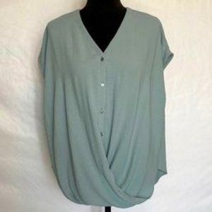 She & Sky Twist Front Button Up Blouse